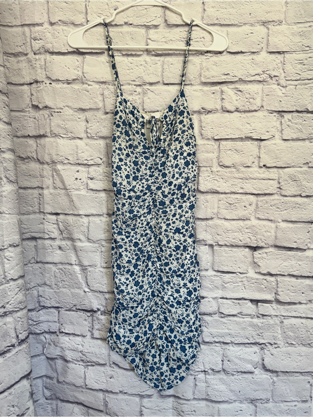 Sky to Moon Blue & White Floral Sundress with Spaghetti Straps